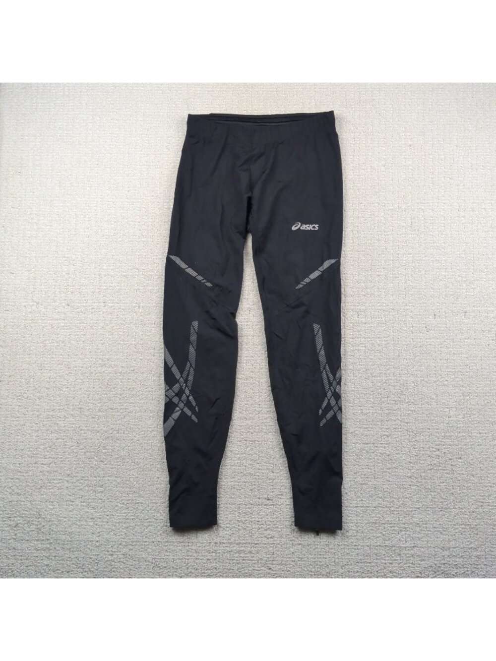 Asics Tights Lite Show Reflective Running Gym Zip Ankle Black Women Sz M Gorp